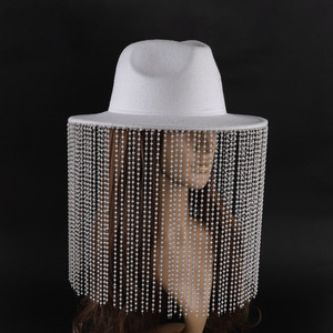 หมวกคาวบอยเจ้าสาวสีขาวประดับมุกตัวอักษรเจ้าสาว M56-58Cm เครื่องประดับศีรษะเจ้าสาวประดับด้วยลูกปัดโพลีเอสเตอร์ - Product Image 3