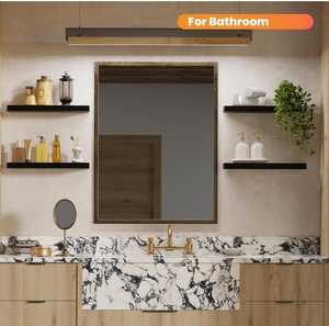 17インチの素朴な農家のフローティングウォール棚黒い木製のバスルーム収納ベッドルームキッチンには取り付けブラケットが含まれていますホーム - Product Image 4