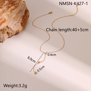NIMI Lariat 18k金メッキジルコンスーツチェーンY形ステンレススチールロングネックレス女性用女の子ギフト - Product Image 5