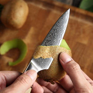 Coltello da Cucina HEZHEN in Acciaio Damascato per Frutta con Manico in Legno di Sicomoro Figurato - Product Image 3