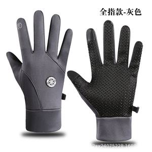 Gants de cyclisme noirs à manchettes rabattables pour hommes, gants de course à vélo chauds anti-abrasion à doigts entiers pour l'extérieur, utilisation automne-hiver - Product Image 2