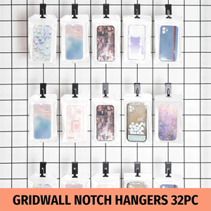 Gridwall Notch 32PC Heavy Duty Vinyl Coated Powder Coated Black Gridwall <b>Hooks</b> Industrial <b>Display</b> - Product Image 2