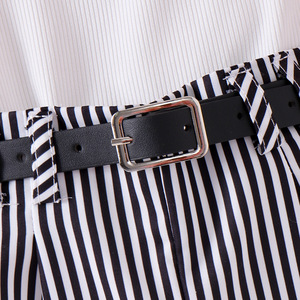 Set Estivo per <span class=keywords><strong>Bambina</strong></span> in Stile Europeo e Americano: Canotta a Righe Senza Maniche in Cotone Lavorato a Maglia con Cintura e Pantaloncini alla Moda - Product Image 6