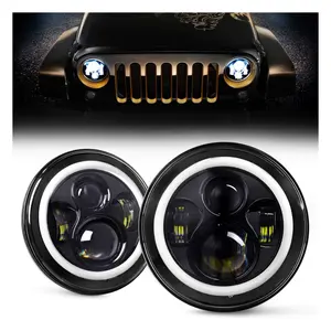 Round 7 Inch LED Headlights H4 With Angel Eye DRL Car Lights Led Project Fog Lights Head Light For Car Off Road Accessories
