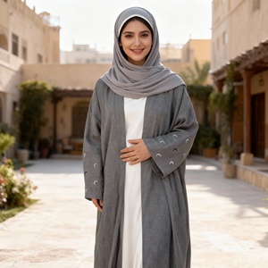 Elegante y Moderno Vestido Abaya Informal de Alta Calidad con Diseño de Bloques de Color de Encaje para Mujeres Musulmanas, Uso Diario, Nuevo Diseño 2026 - Product Image 4
