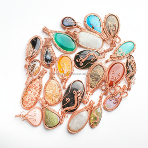 Wholesale Solid Brass Material With Copper Alloy <b>Wire</b> Wrapped Multi Gemstone Crystal Pendants Vintage Fashion Jewelry For Women - Product Image 1