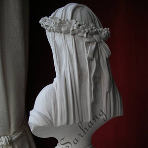 <span class=keywords><strong>Statue</strong></span> de buste de fille en <span class=keywords><strong>marbre</strong></span> noir, buste féminin fermé avec un <span class=keywords><strong>voile</strong></span> - Product Image 3