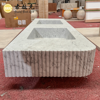 Plan de toilette en marbre blanc de Carrare sur mesure, simple ou double vasque, en pierre naturelle, pour salle de bain, fourni directement par l'usine