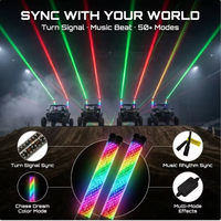 Lampes LED RGB 2-en-1 de 2 et 3 pieds avec faisceau laser pour UTV ATV 360 °   Clignotant à changement de couleur avec contrôle par application Bluetooth 12V