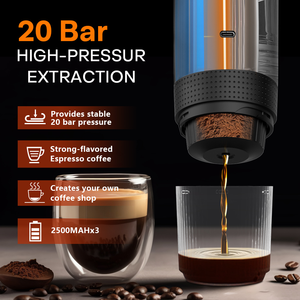 Machine à expresso portable mini semi-automatique auto-chauffante pour capsules de café en poudre, alimentation par batterie, 120 ml, écologique - Product Image 3