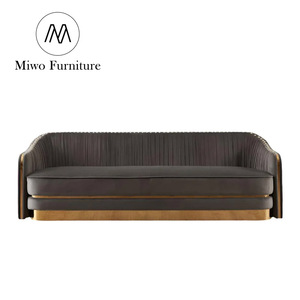 โรงแรมคลับอพาร์ทเม้นวิลล่าดีไซน์3ที่นั่งโซฟาสีทองหรูหราห้องนั่งเล่นห้องโถงเฟอร์นิเจอร์โซฟาผ้ากำมะหยี่ตกแต่งหรูหรา - Product Image 1