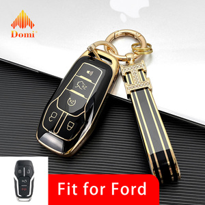GZ DOMI Nouvelle Coque de Protection pour Clé de Voiture en TPU avec Bord Doré, Accessoire Décoratif Mignon pour Ford Mondeo/Edge/Explorer - Product Image 1