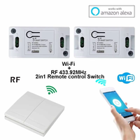 Commutateur intelligent contrôlé par application Tuya double télécommande Wifi et RF 433m synchronisation pour 10A courant 5V tension commutateurs de télécommande sans fil