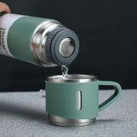 Cadeau de Noël, ensemble de bouteille d'eau de voyage en acier inoxydable 304 de 500 ml avec trois tasses