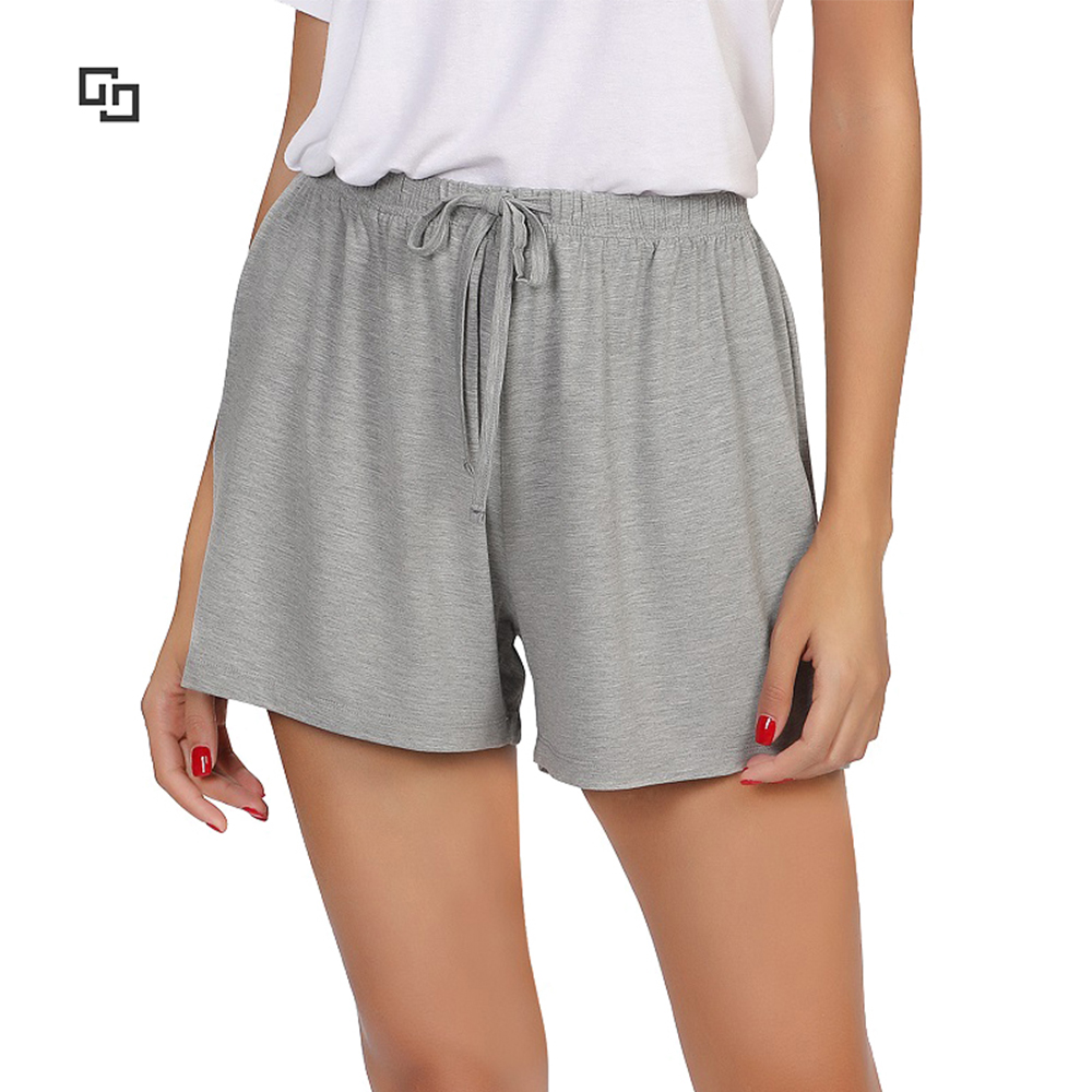 OEM шорты из бамбукового волокна, женские летние однотонные мягкие пижамные шорты для женщин