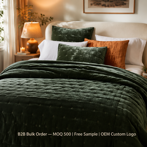 Set Copripiumino di Alta Qualità per Camera da Letto, Trapunta in <span class=keywords><strong>Velluto</strong></span> Lussuoso Tinta Unita con Federe - Product Image 4