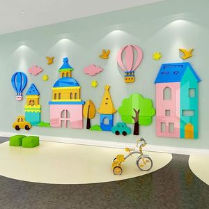Vinilo Decorativo de Pared 3D de Acrílico con Diseño de Castillo Colorido de Alta Calidad para Dormitorio de Niños, Escuela, Jardín de Infancia - Product Image 1