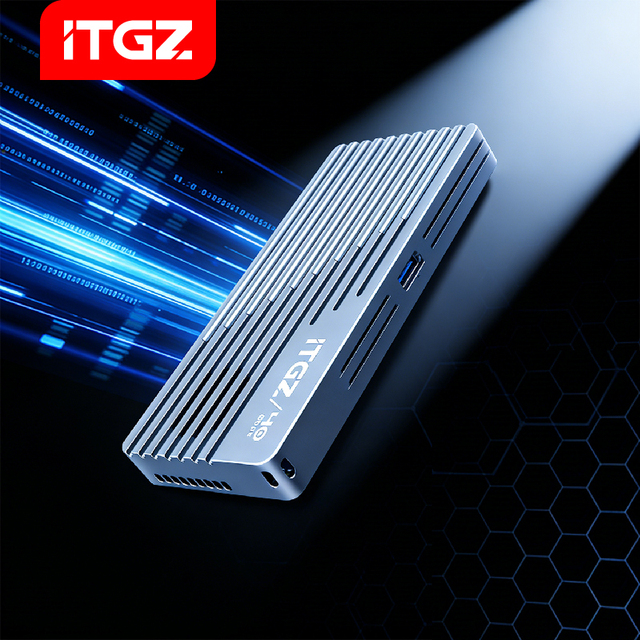 ITGZ Thunderbolt 4/3 Aluminum External M.2 NVMe SSD Enclosure 40Gbps USB 4.0 Type-C Port Fullfeatured Cooling Fan Hard Drive