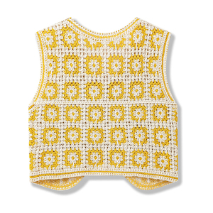 <span class=keywords><strong>Gilet</strong></span> tricoté ajouré sans manches pour femme, col en V, style décontracté d'<span class=keywords><strong>été</strong></span>, cardigan court pour l'extérieur - Product Image 4