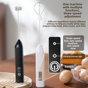 เครื่องทำฟองนมไฟฟ้าแบตเตอรี่สแตนเลส304 PP มือถือ USB ชาร์จไฟได้เครื่องตีไข่และตีไข่ - Product Image 3