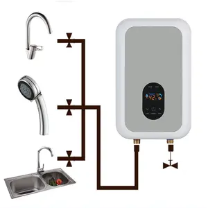Сертификат CE CB Erp, индукционный термостат для ванной комнаты, мгновенный Электрический нагреватель горячей воды, водонепроницаемый элемент, настенные детали питания