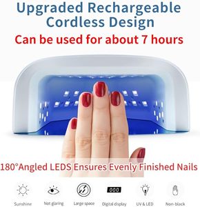 60W Rechargeable UV LED Nail <b>Lamp</b> Faster Dryer for Gel Polish <b>with</b> Auto Sensor Fingernail Toenail Polisher - Product Image 6