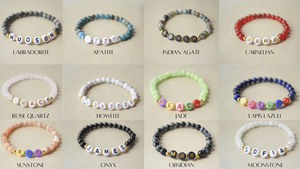 <strong>Personalised</strong> Bracelet Custom Name KATE Gemstone Beaded Bracelet Dainty Handmade Birthday <strong>Gift</strong> for Mom Daughter - Product Image 5