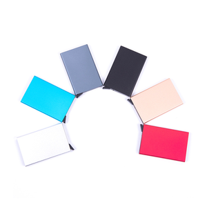 Custom Branded Slim 6 Color Aluminum <b>RFID</b> Blocking Pop Out Credit Card Holder with Snap Button <b>for</b> <b>Men</b> Business Pocket <b>Wallet</b> - Product Image 2