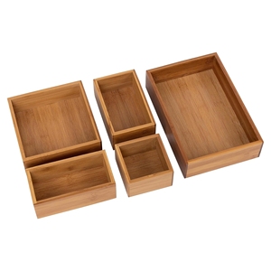 Premium Bamboo Rectangle Drawer Organizer Set Classic Storage Bins Box <strong>Tray</strong> for Office Kitchen for <strong>Tool</strong> <strong>Organization</strong> Storage - Product Image 1