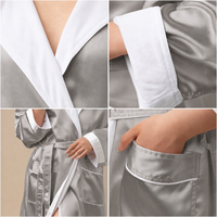 Peignoir unisexe à col châle, double couche, gris, très absorbant, durable, pour les vacances et après la douche, longueur intégrale pour femmes