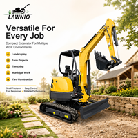 Excavator LAWNIO Langsung dari Pabrik, Kabin Opsional, Kontrol Pilot, Track Karet, Untuk Pekerjaan Pertanian, Halaman, Pro Situs, Excavator Tugas Berat