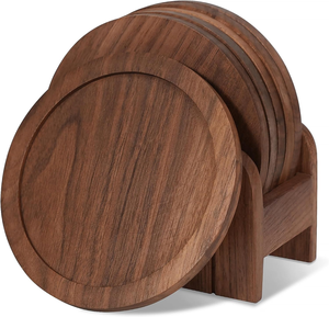 Posavasos de Madera Maciza de Nogal y Haya para Bebidas, Venta al por Mayor de Fábrica OEM, para Tazas de Café - Product Image 3