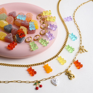 Boucles d'oreilles pendantes Yueli Bear en acier inoxydable, clous d'oreilles de dessin animé, ensemble de bijoux de fête - Product Image 3