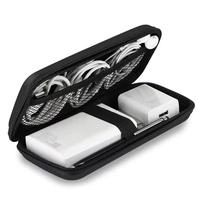 Sac de rangement pour câbles de chargeur EVA, étui de rangement portable pour voyage en plein air, pour cordons USB, écouteurs, accessoires, noir