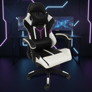 <span class=keywords><strong>Silla</strong></span> de Juego Ergonómica de Cuero - Diseño Moderno Giratoria 360 Grados Respaldo Alto Ajustable Reclinable Negra para PC - Product Image 3