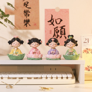 Figuras de resina inspiradas en el budismo, 4 piezas, decoración de escritorio Feng Shui para oficina y regalo de Año Nuevo Chino - Product Image 1
