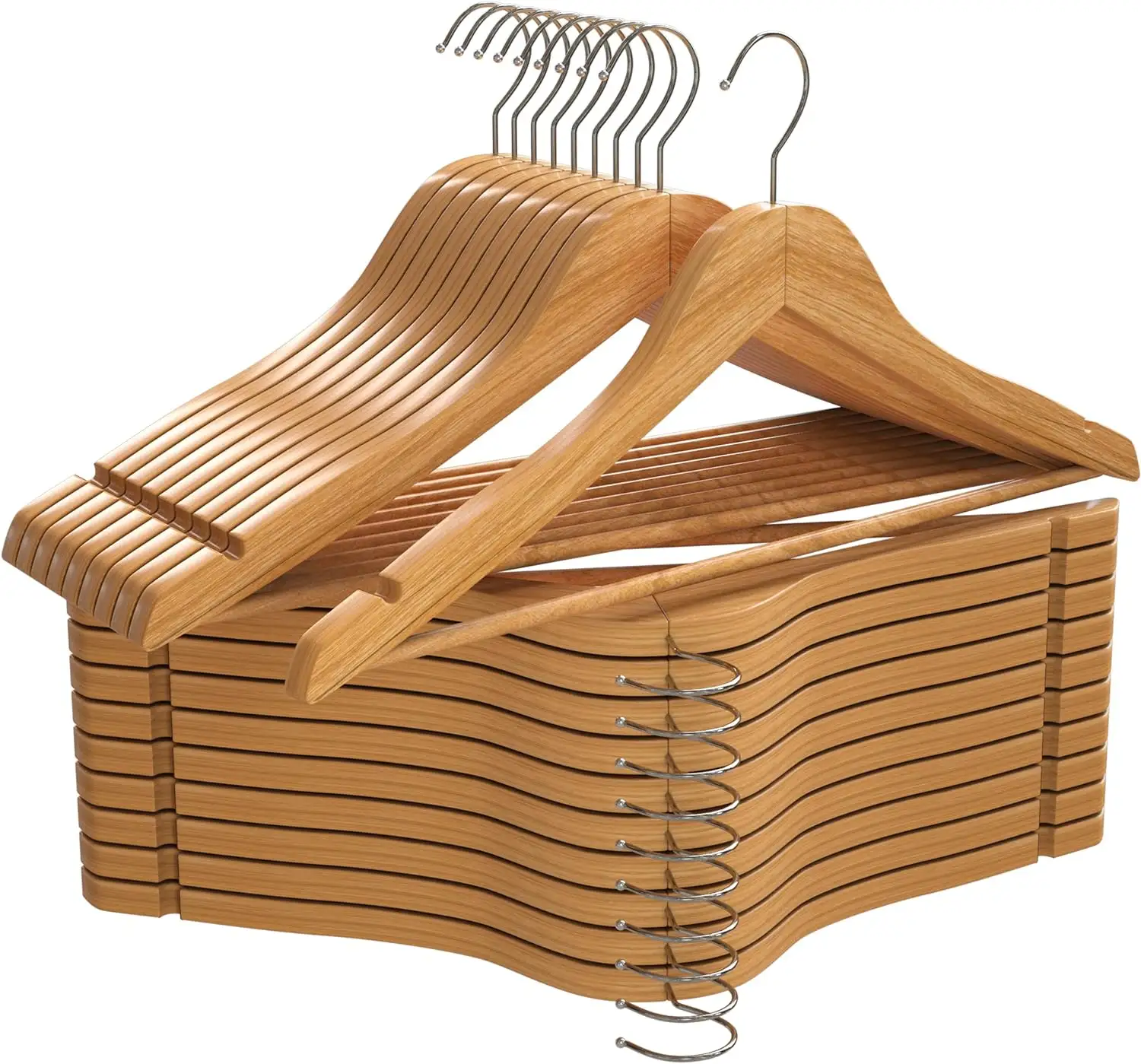 Premium Wooden Hanger 20 Pack Durable Slim Fit Hanger - With 360 Degree Rotating Hook - Wooden Hanger with Shoulder Groove