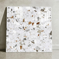 Carreaux de sol en porcelaine rectifiée, carreaux de sol en porcelaine soluble 60x60, carreaux de sol en terrazzo poli et émaillé pour salon