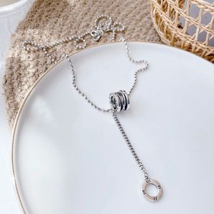 S925 Sterling <b>Silver</b> Tassel <b>Choker</b> Necklace 405cm Chain Length Gift For Couple Fashion Jewelry - Product Image 2