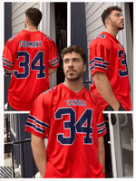 Maillot de football authentique personnalisé rouge, blanc, or et noir, style classique, en maille, avec motif personnalisé
