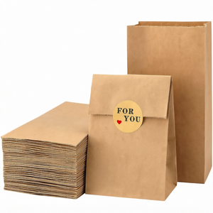 Kraft Paper Gift Bags Brown Candy <b>Favor</b> Packaging Bags with Sticker Closure for <b>Birthday</b> Party Snack - Product Image 1