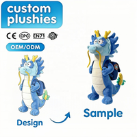 Mascotte en peluche de dragon de dessin animé personnalisée, jouet en peluche de dragon chinois doux, OEM ODM, logo personnalisé, cadeau promotionnel d'entreprise, vente en gros