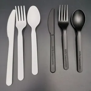 Thực phẩm an toàn phân hủy sinh học Flatware dao muỗng nĩa PLA dao kéo cá nhân bọc dùng một lần thiết lập dao kéo với khăn ăn