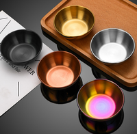 Vente chaude 100ml Sauce en acier inoxydable Plats de trempage Mini soucoupes individuelles Bols, Sushi Bol de trempage pour restaurant à la maison
