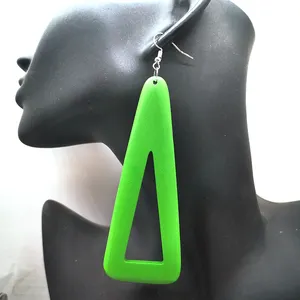 Wholesale Triangle Natural Wood Drop Earrings