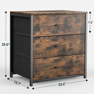 침실 다크 브라운 서랍장 서랍 주최자 보관 타워 나무 탑 패브릭 드레서 서랍 끝 침대 옆 탁자 스탠드 - Product Image 2