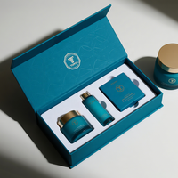 Boîte magnétique personnalisée et boîte cadeau bleue pour ensemble de soins de la peau et emballage de luxe, boîte anti-poussière en papier