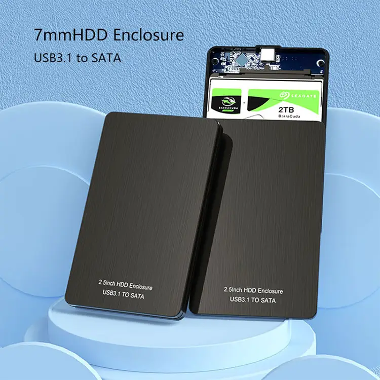 SLIM TOOL FREE HDD CASE HARD DISK DRIVE ALUMINUM ENCLOSURE 2.5 inch USB3.0 to Sata for 7MM HDD SSD
