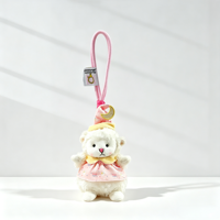 Porte-clés personnalisé en peluche agneau Kawaii, adorable breloque de sac en forme d'animal en peluche avec bonnet de nuit et robe pour décoration de sac à dos, cadeau d'anniversaire