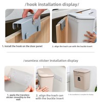 Panier à papier de rangement créatif poubelle de cuisine à dessus ouvert porte d'armoire de ménage murale pour toilette salon plastique (PP)